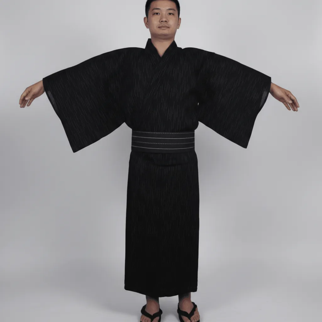 Yukata Homme noir traditionnel â Image 3